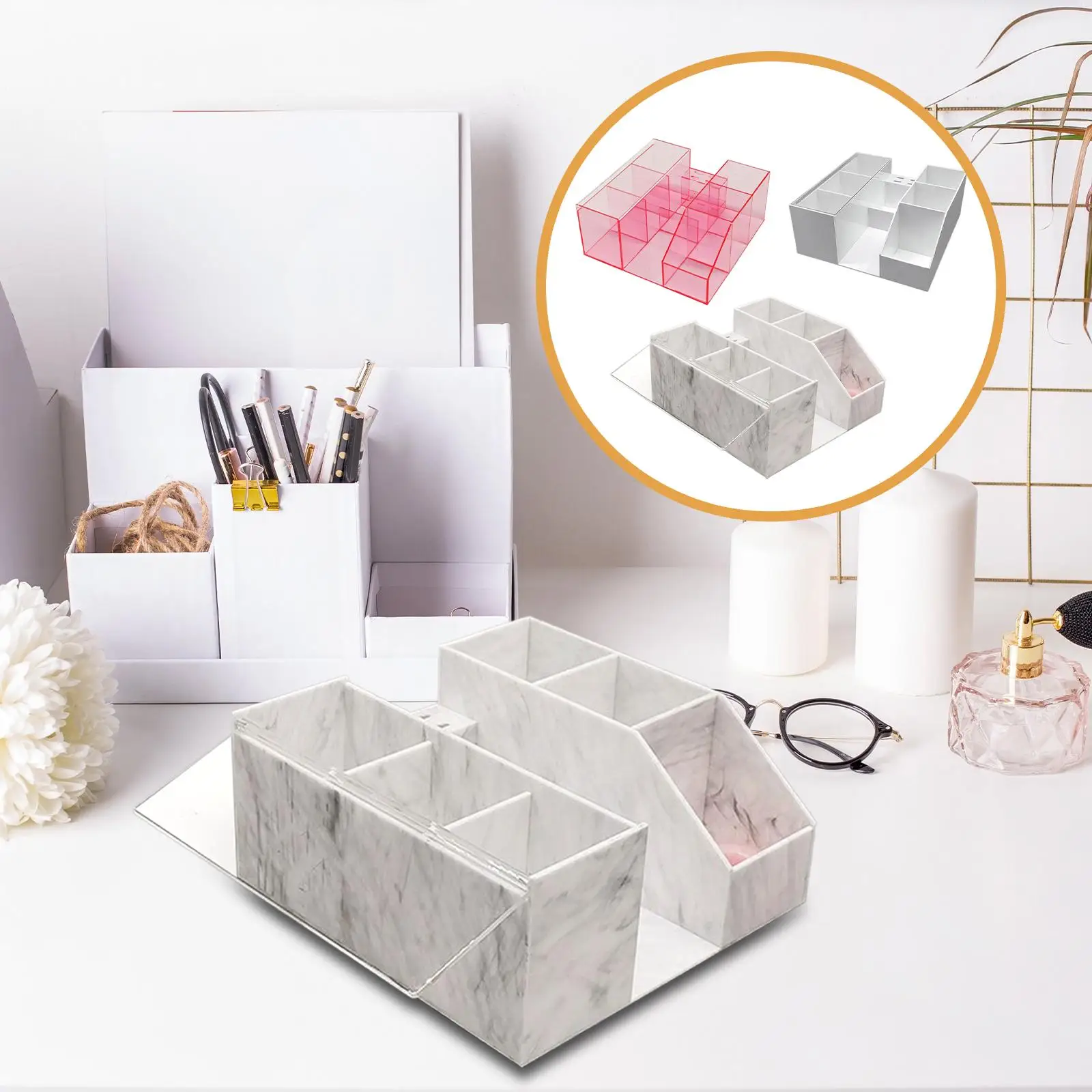 6分割まつげエクステオーガナイザー大容量ディスプレイメイクアップオーガナイザーピンセット用メイクアップアクセサリーまつげ用品