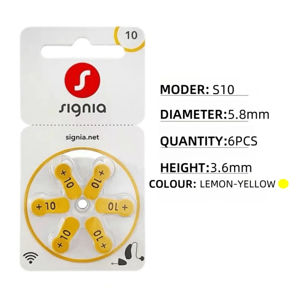 6-60PCS Signia Hearing Aid Batteries Size 10 S10 A10 ZA10 PR70 A10,Signia Hearing Aid Zinc Air 10 Battery
