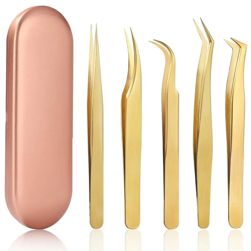 YANA50I Eyelash Extension Toolkit - Precision Stainless Steel Lash Tweezers Set For Classic And Volume Lashes