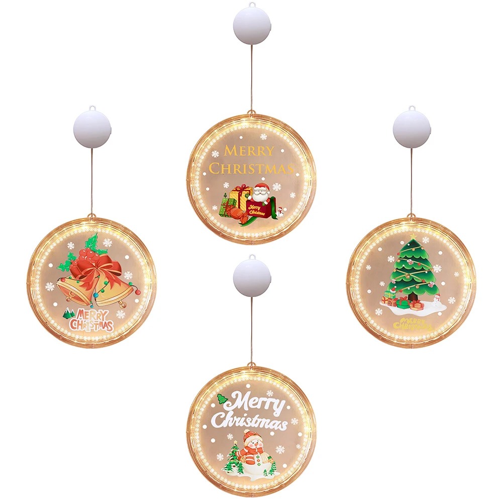 Christmas Window Light LED 3D Hanging Lights Battery Operated Round Lamp For Windows Christmas Tree Party Decor