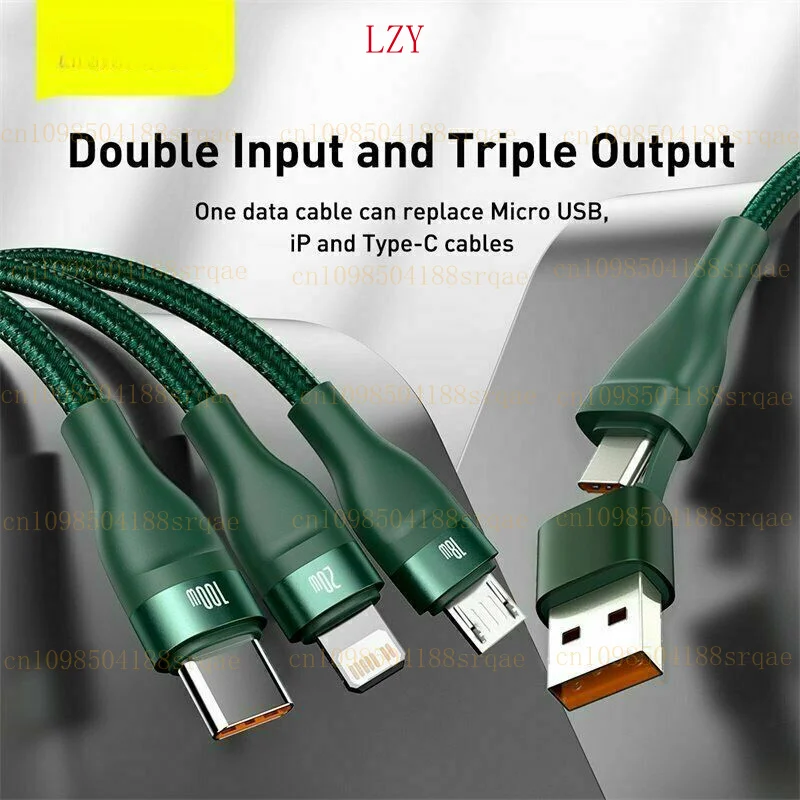 für Baseus 100W 3 in 1 USB C Schnellladekabel für iPhone 15 für Huawei für Xiaomi für Samsung