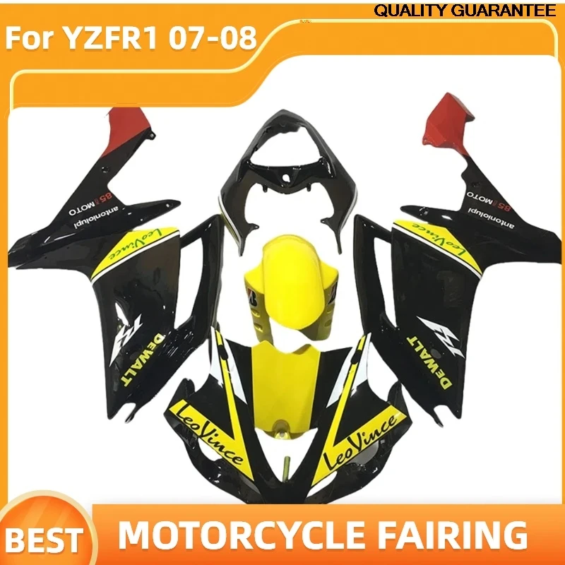 

ABS Plastic 100% Fit For YAMAHA 2007 2008 YZF-R1 YZF R1 07 08 YZFR1 Yellow Black Bodys Custom Motorcycle Fairings