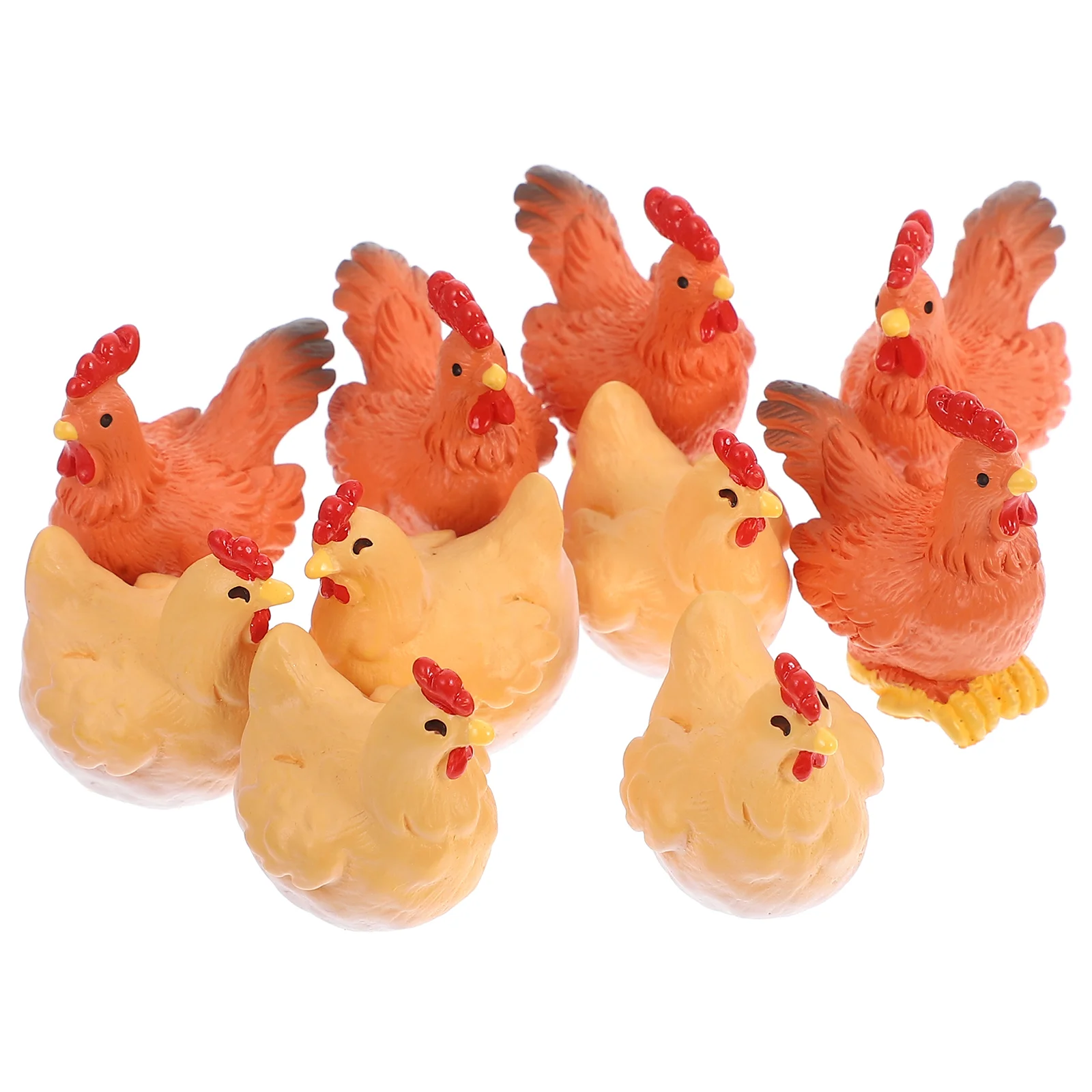 

10 Pcs Rooster and Hen Baubles Mini Figurines Chicken Coop Decor Things Farmhouse Ornaments Resin Animal