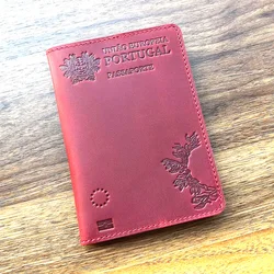 Genuine Leather Passport Cover Portugue Retro Cow Leather Portuguese Passport Holder Passport Case Unisex Travel Wallet Passport