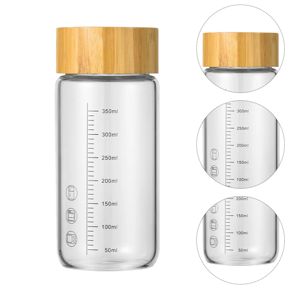 

1pc Glass Cup With Lid Transparent High-Grade Glass Bottle For Milk Coffee Juice Water Drinking Wide Mouth Smooth Rim Heat Cold