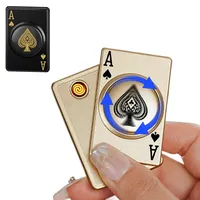 New Metal Poker Lighter Windproof USB Charging Tungsten Wire Portable Rotary Decompression Lighter Personalized Men's Gift