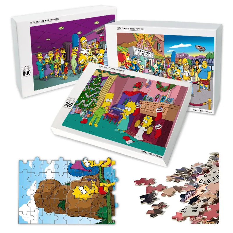 

Disney Anime The Simpsons Wooden Puzzle Cartoon Figure Homer Bart Assembling Jigsaw Puzzles Kids Party DIY Decorations Xmas Gift