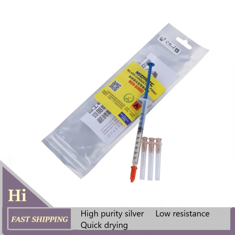 MECHANIC Conductive Adhesive Glue Silver for PCB Rubber Repair Conduction Paint Connectors Board Paste 0.2/1ML Wire Electrically