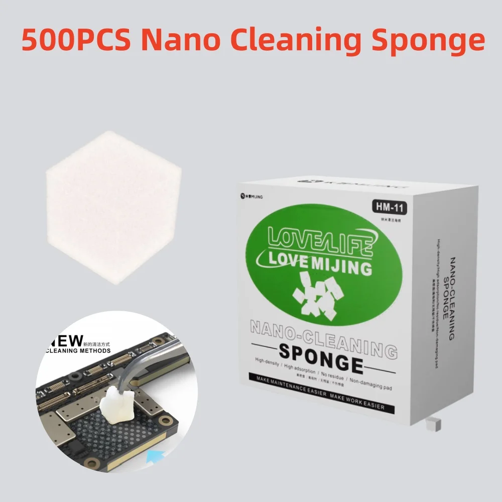 Mijing Ultra Absorb Nano Cleaning Sponge 500PCS for Electronic Phone Motherboard Screen Camera Len Welding Flux Oil Clean Tool