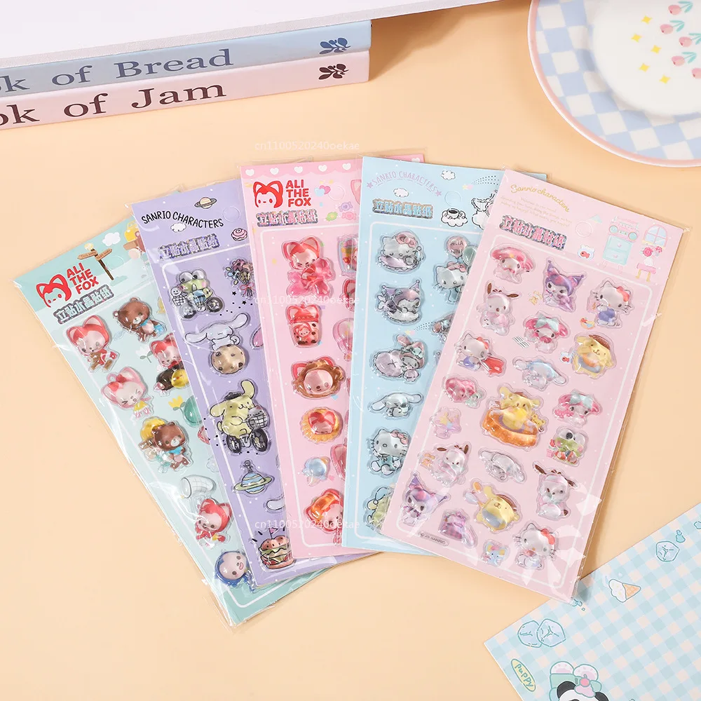 New Kitty cat and Shin chan 3D Stereoscopic Crystal Stickers  Children's Creative Handbooks Stereoscopic  Decoration Stickers