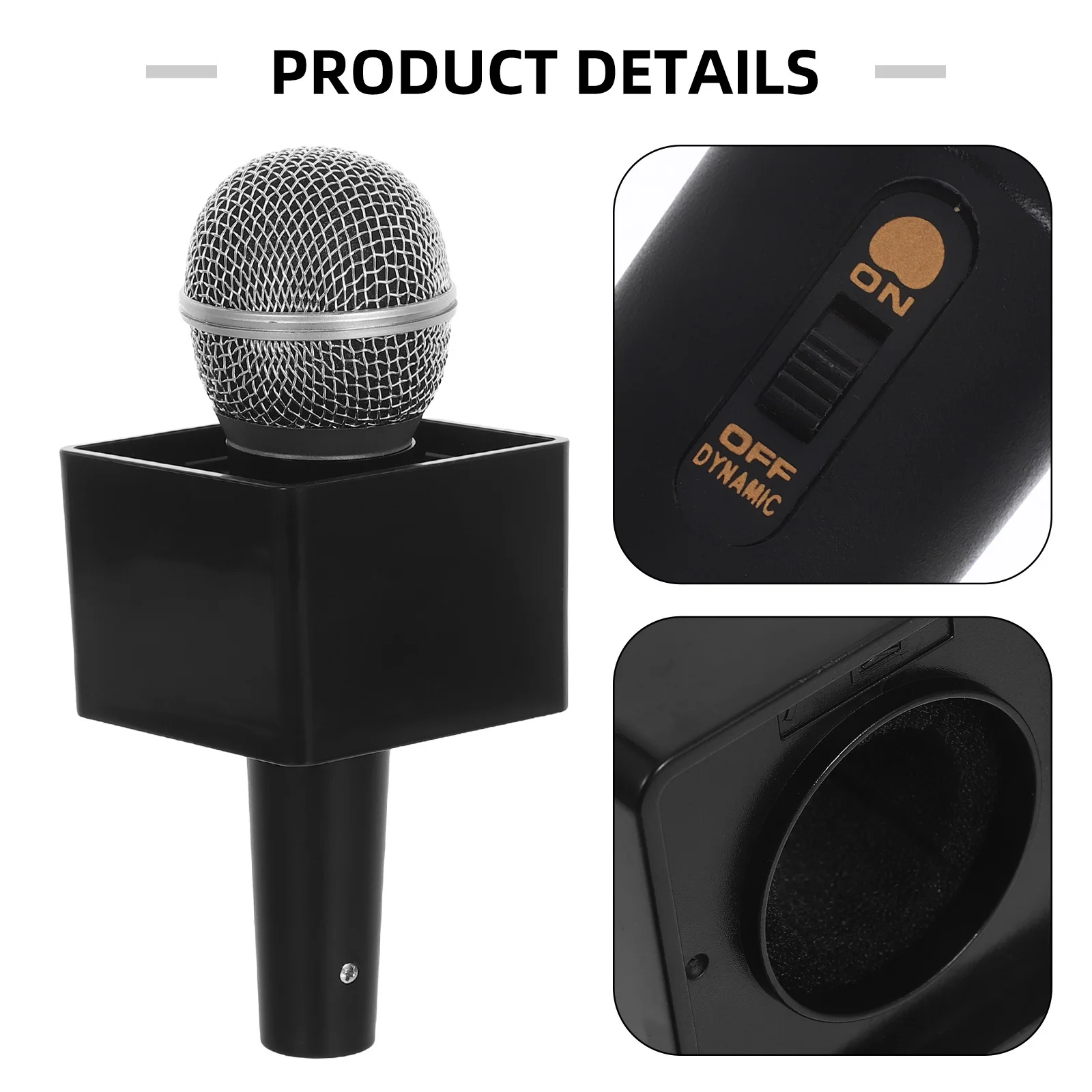 Microfone de simulação de plástico de 18cm para crianças, adereço de microfone falso para dramatização, performance de palco, suprimentos para festas, fingir