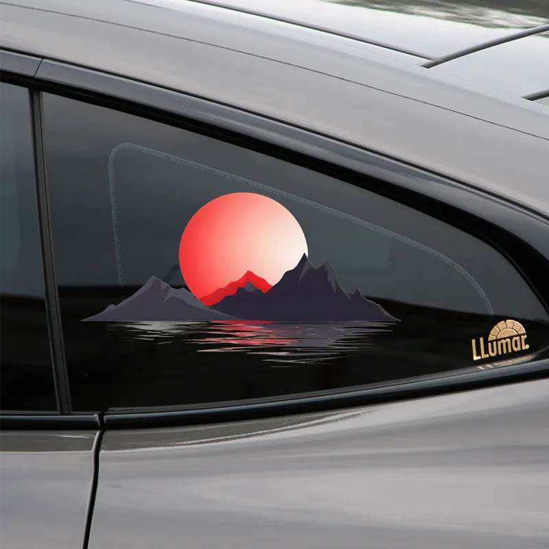 Creative Vaporwave Style Sunset Pattern Vinyl Sticker Waterproof Decor Decal for Car Interior Window Motorcycle Electric Bike