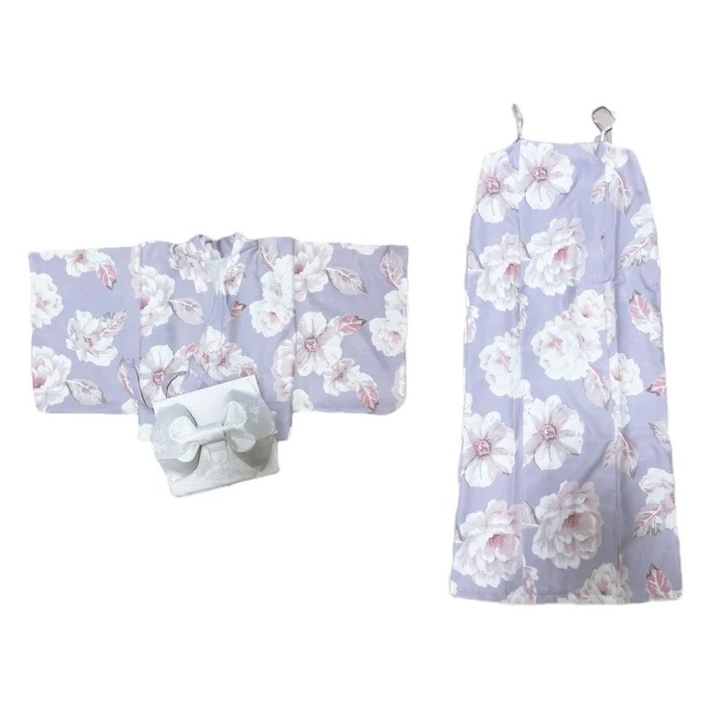 Traditional Women's Kimono Sle Batobe Cotton Maxi Dr Easy to Wear Summer Festival Fireworks Event Long Gown