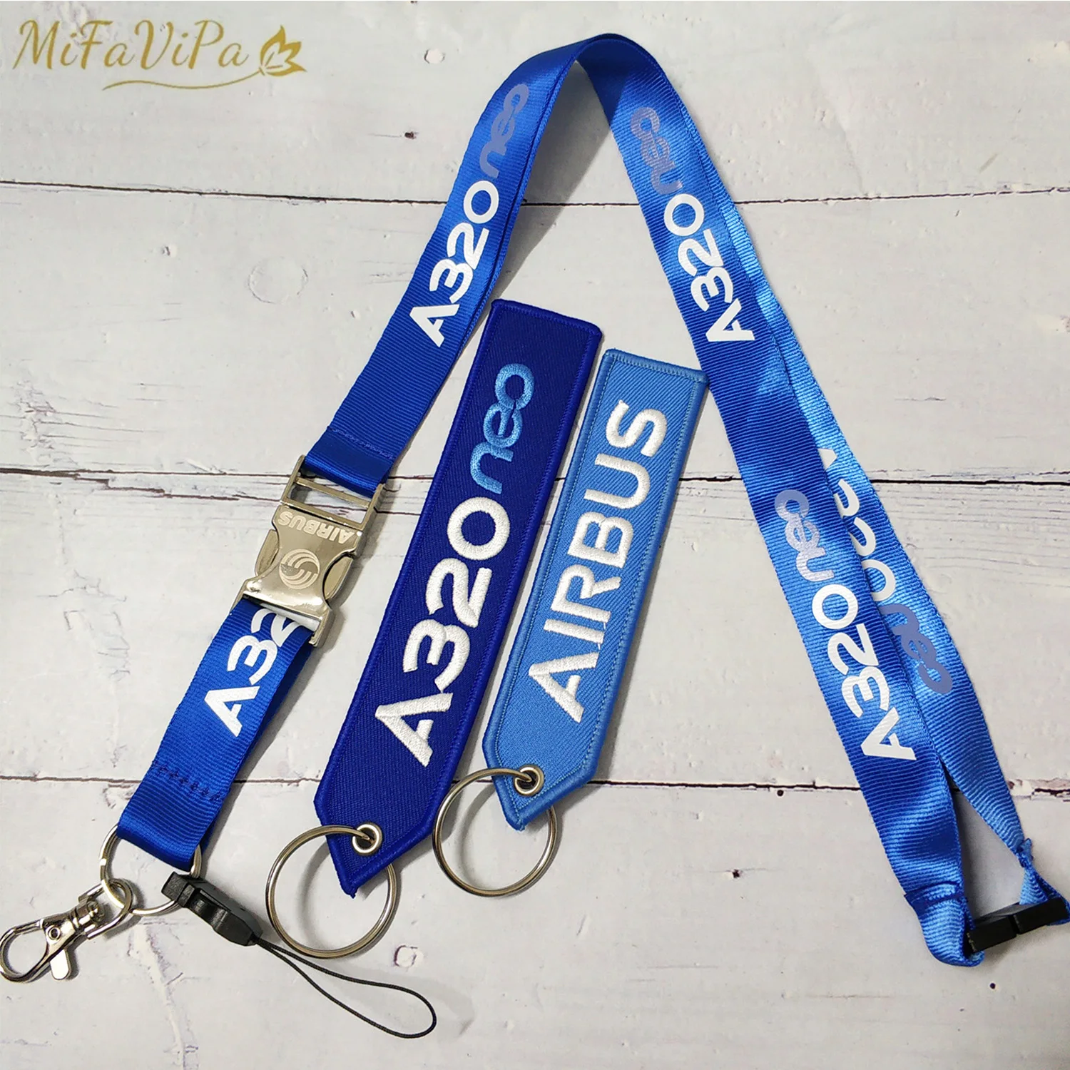 MiFaViPa 3 pezzi blu A320 Neo cordini portachiavi moda Trinket Flight Crew aviazione aereo regalo portachiavi AIRBUS Sleutelhanger