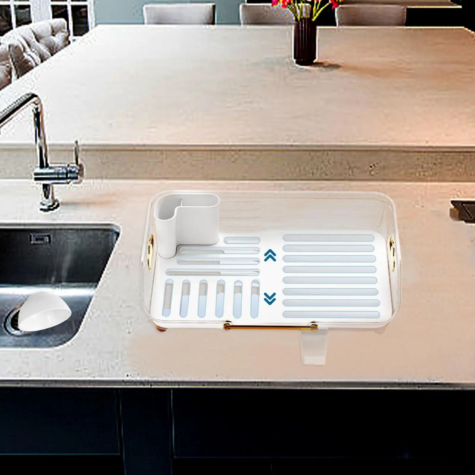 

Large Dish Drainer Rack Multifunctional Kitchen Organizer with Drainboard Compact Drying Holder for Utensils