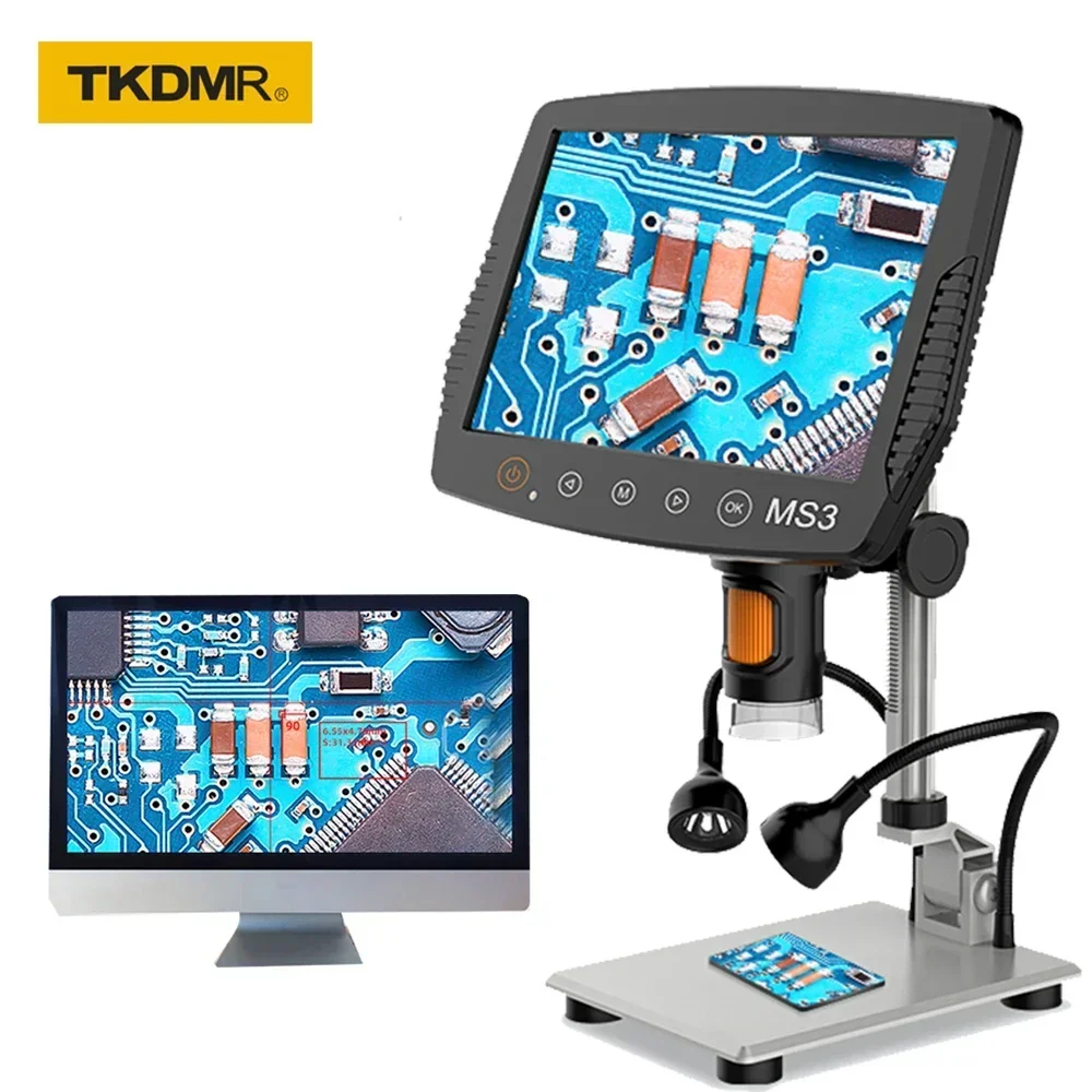 Zoom USB 1000X HD Digital Microscope 9 Inch Large LCD Displa with Two Fill Lights for Soldering Electronic Phone PCB Repair