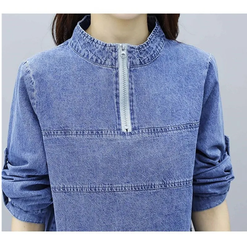 Casual Denim Suit Women\'s 2022 Spring Autumn New Fashion Slim Long Sleeve Top+Wide Leg Pants Two piece female clothing Sets