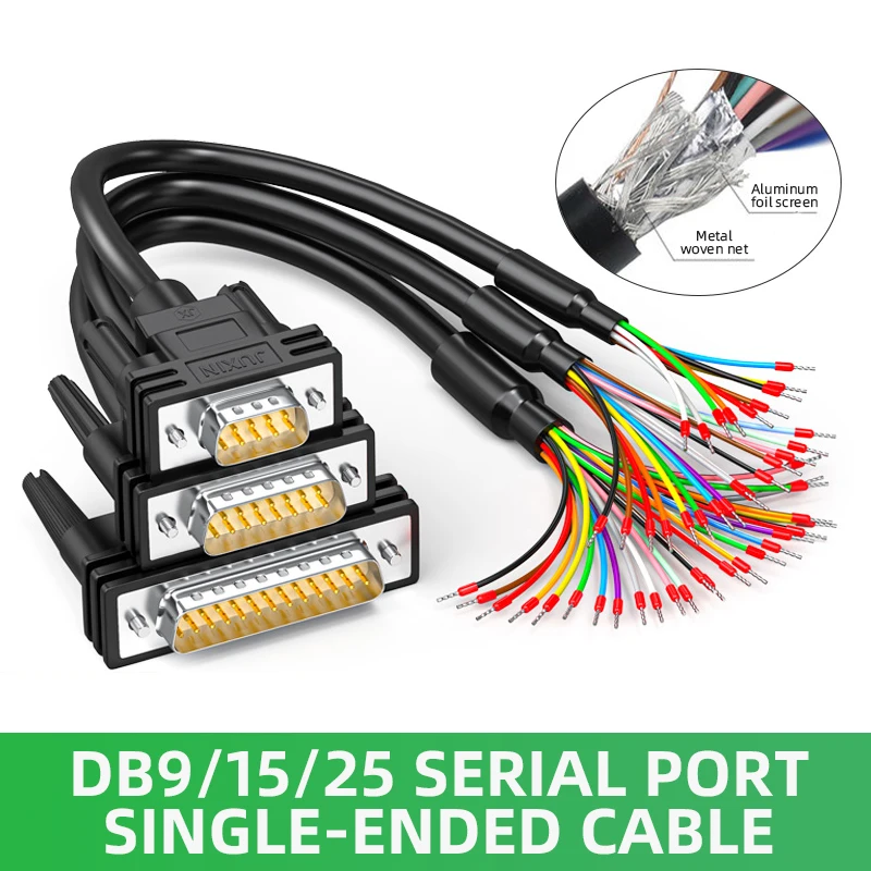 Przemysłowy DB9 DB15 DB25 pojedyncza głowica port szeregowy przewód miedziany pozłacany 9/15/25Pin złącze terminala DB9/15/25 linia łącząca