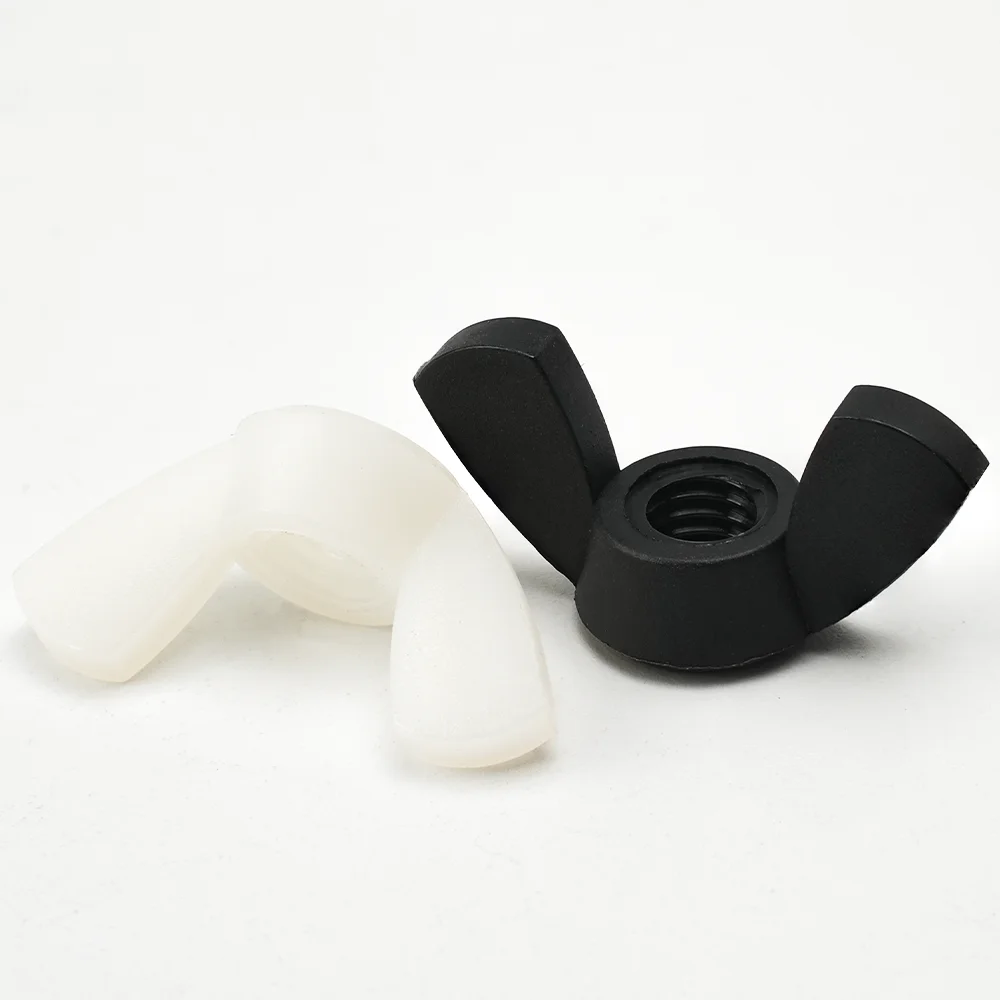 10/20 Stück Nylon-Flügelmutter M3 M4 M5 M6 M8 M10 M12 Schwarz/Weiß Handfest anziehen Rändelmutter Schmetterlingsmutter Isolierung Kunststoff Rändelmutter