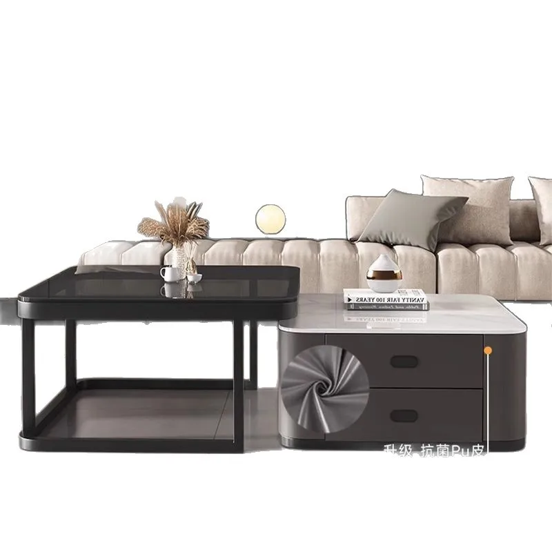 

Coffee table small apartment household living room Italian slate glass