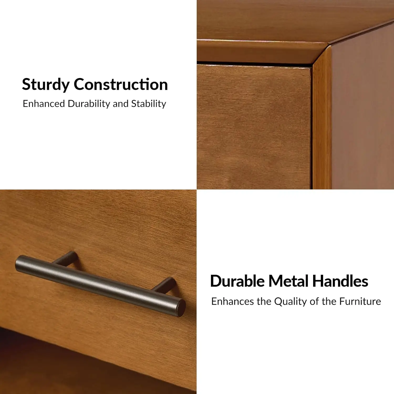 2 Drawer Nightstand with Charging Station, Bedside Table with 1 Hidden Drawer and Open Storage Shelf, Bedroom Furniture