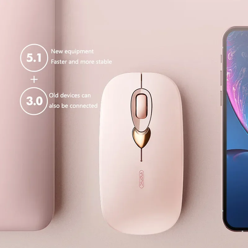 INPHIC Q8 Silent Office Mouse Bluetooth Wireless Mouse 800-1600DPI Type-C Charging 68g Lightweight Design