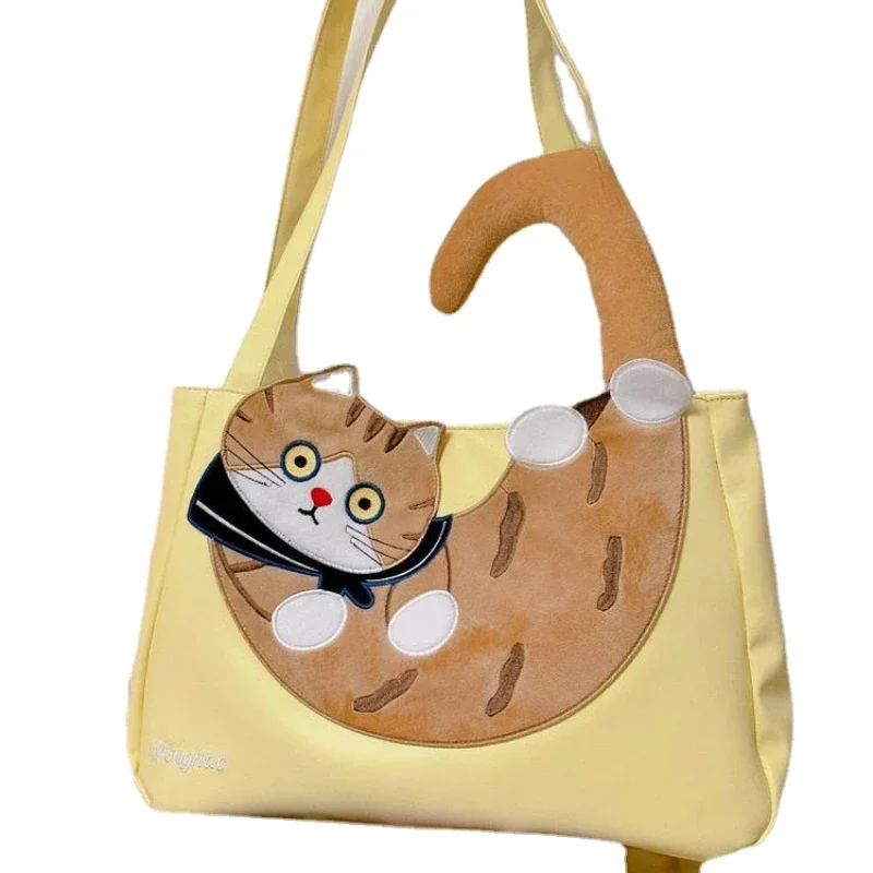 Cute Cat Large Capacity Storage Bags Handbag Shoulder Bags Armpit Bag Kawaii Canvas Bag Women Bags Tote Bag HandBags