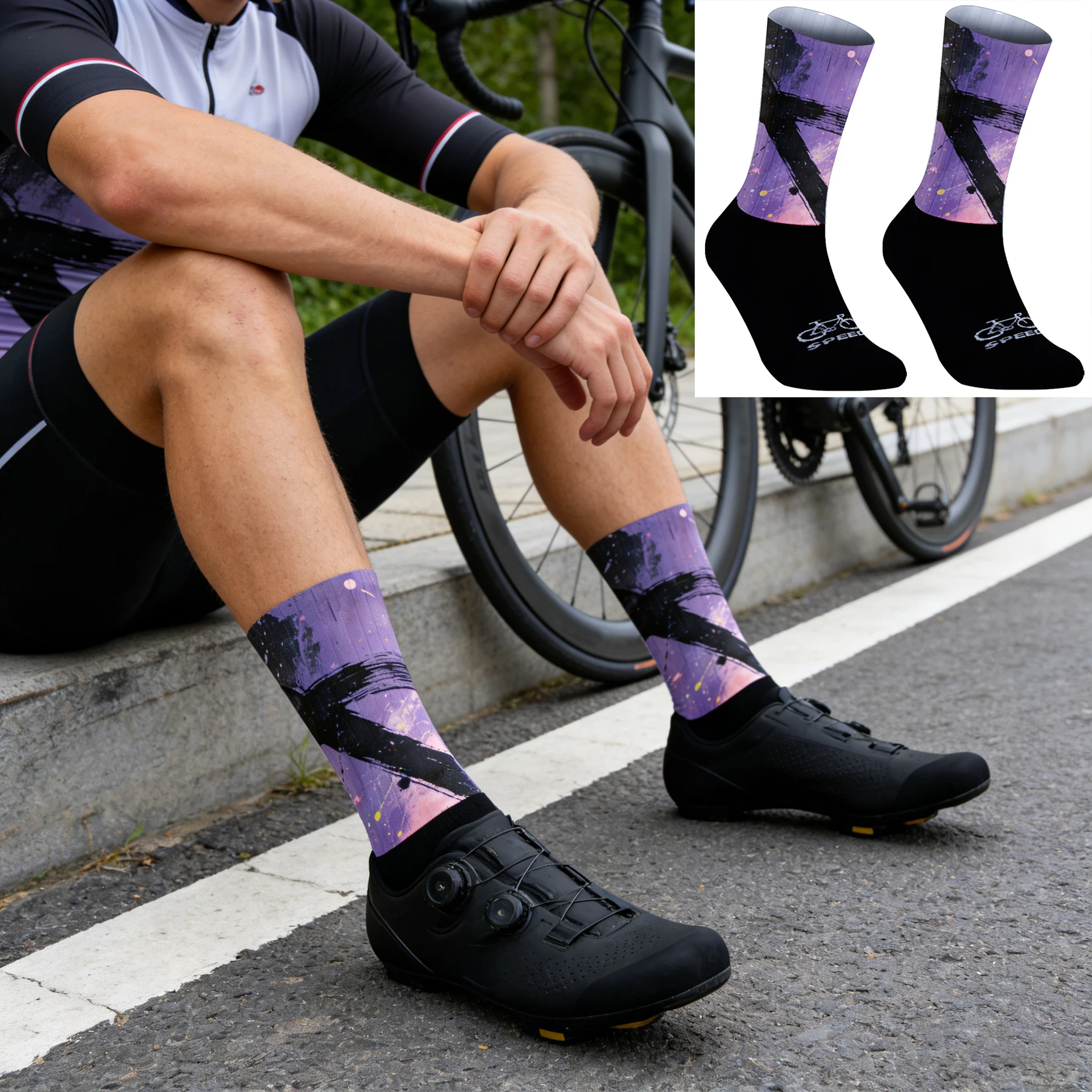

Unisex Non-Slip Ankle-Length Cycling Socks Breathable Moisture-Wicking Compression Fit for Sports And Cycling
