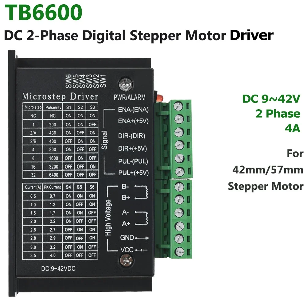 1PC TB6600 2-phase Stepper Motor Drive 42/57 Nema17/Nema23 Motor Controller 9-42VDC 4A for  CNC Router Engraving Machine