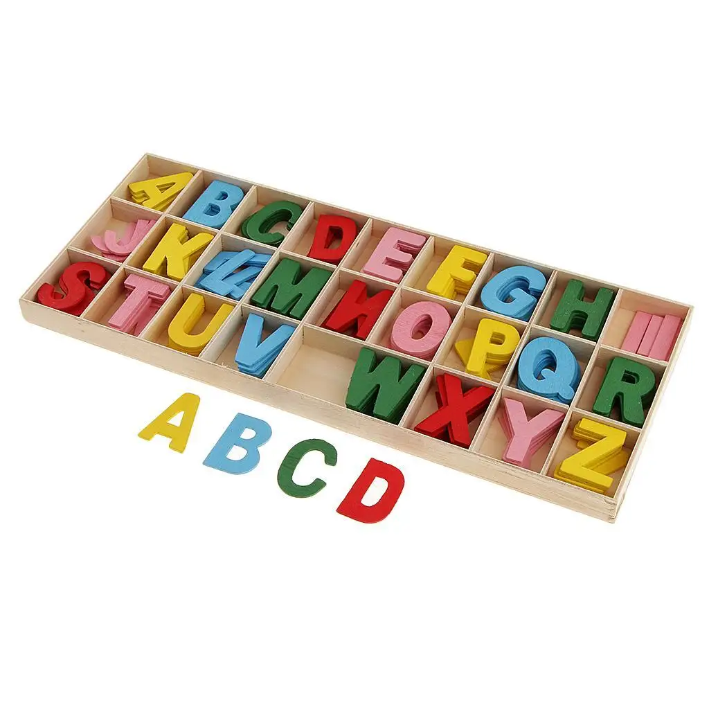 Wooden Craft Letters Educational Block Set Multicolor Storage Tray Creative Toys for Children Classrooms