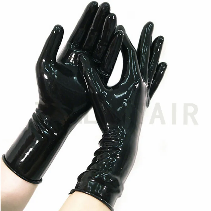 

Sexy Lingerie Club wear Unisex Women Men Latex Short Edge Curl Wrist Gloves Fetish Uniform Zentai