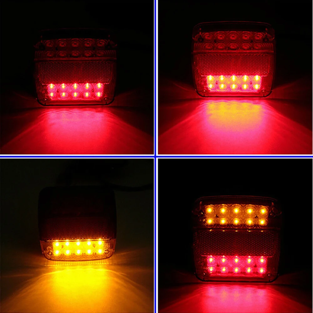 1Pair 26LED Truck Trailer Lights Stop Tail Turn Signal Lights License Number Plate For Boat Trailer Truck Caravan Taillight