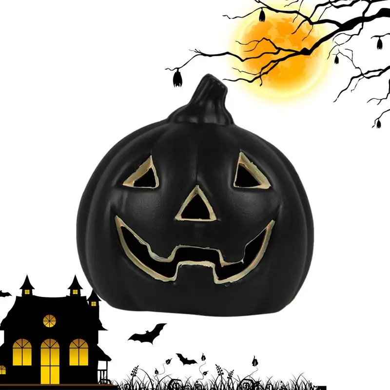 

Tabletop Pumpkin Lights Halloween Decoration Pumpkin Statue Resin Ghost Festival Figurine Lamp For Festival Atmosphere Props