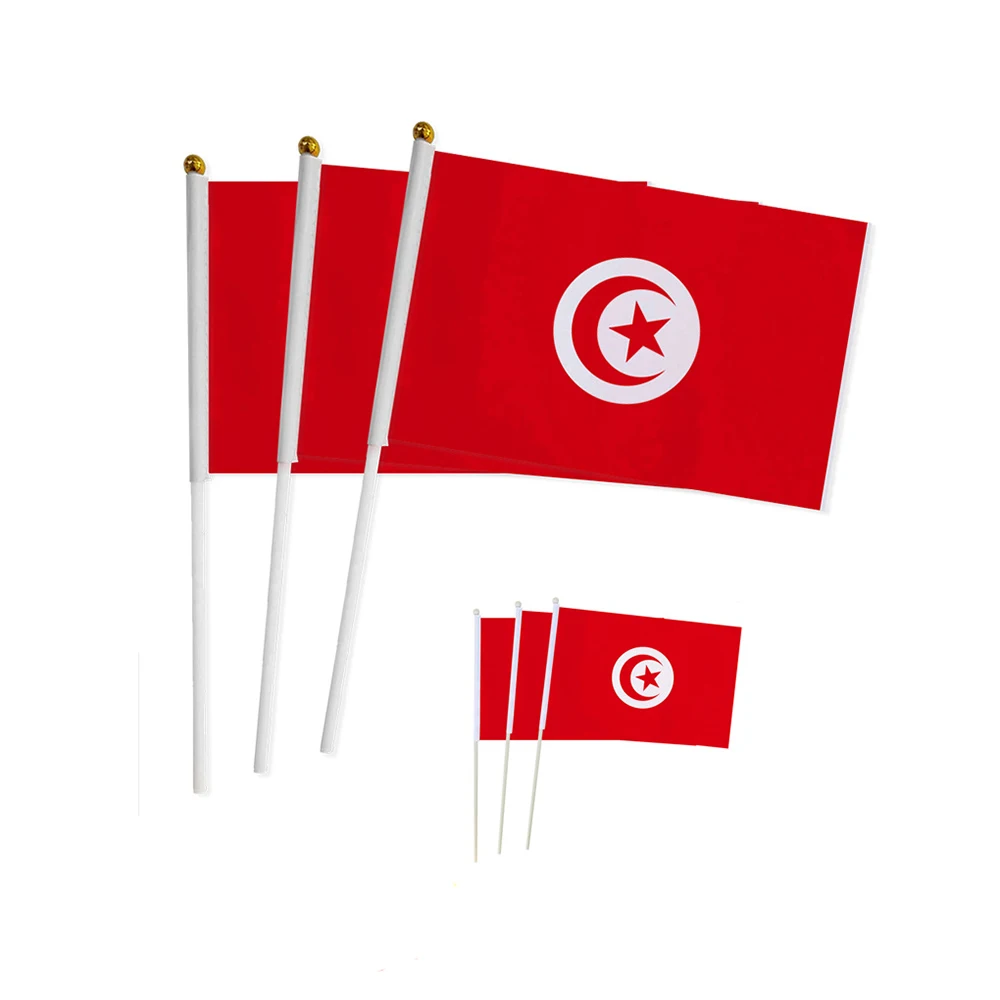 14*21cm Tunisian Hand Flag, Tunisian Flag World Countries Decor Gifts Small Hand Held Waving Flag