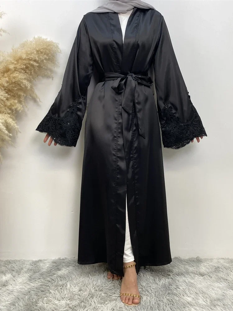 Eid Muslim Abaya for Women Dress Morocco Ramadan Lace-up Embroidery Abayas Kaftan Islam Cardigan Dubai Arab Modest Long Robe