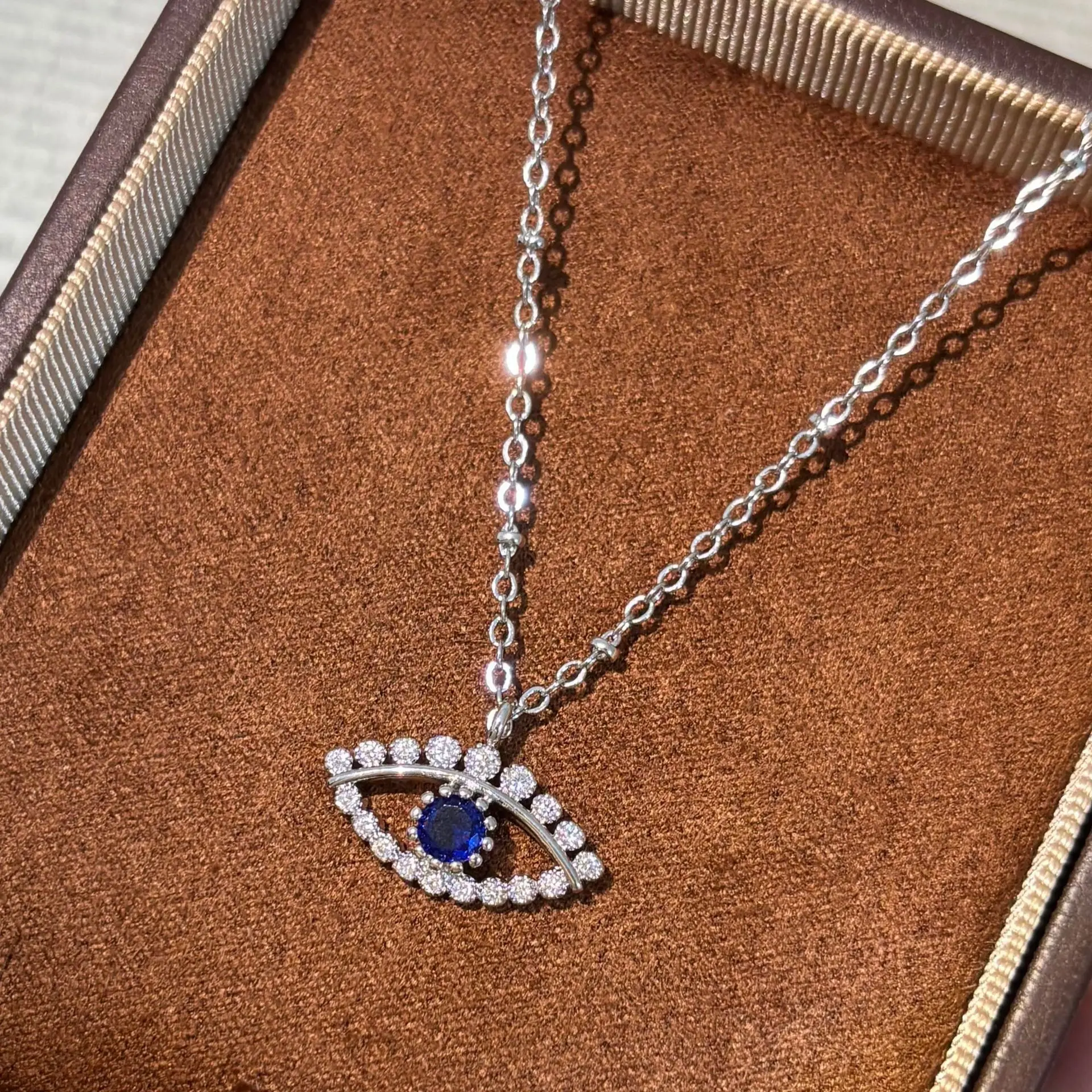 

Vintage Turkey Blue Evil Eye CZ Necklace for Women Unique Zircon Luxury Design Clavicle Chain Party Jewelry Gift