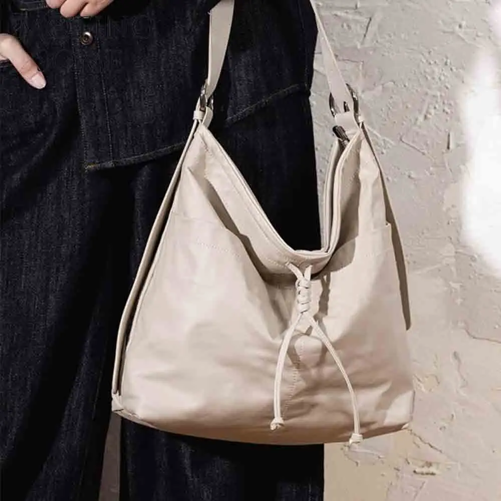 Motingsome morbida borsa in pelle di vacchetta stile pigro per le donne fiocco nappa spalla spaziosa Tote Casual Messenger Tote nero 2024 nuovo