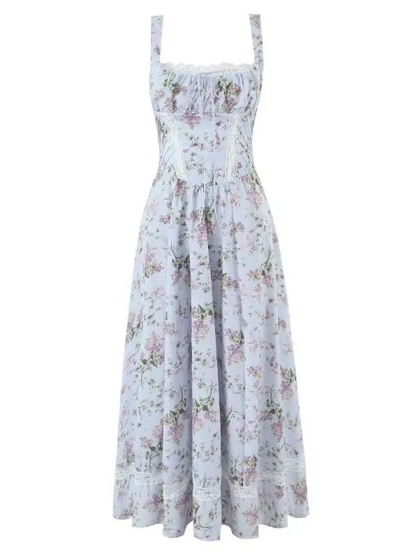 تنورة مثيرة بطباعة دانتيل Svel Dr Fre غير رسمية على شكل حرف a طويلة Dr One حزام كتف Dr للربيع والصيف والخريف للنساء... #5