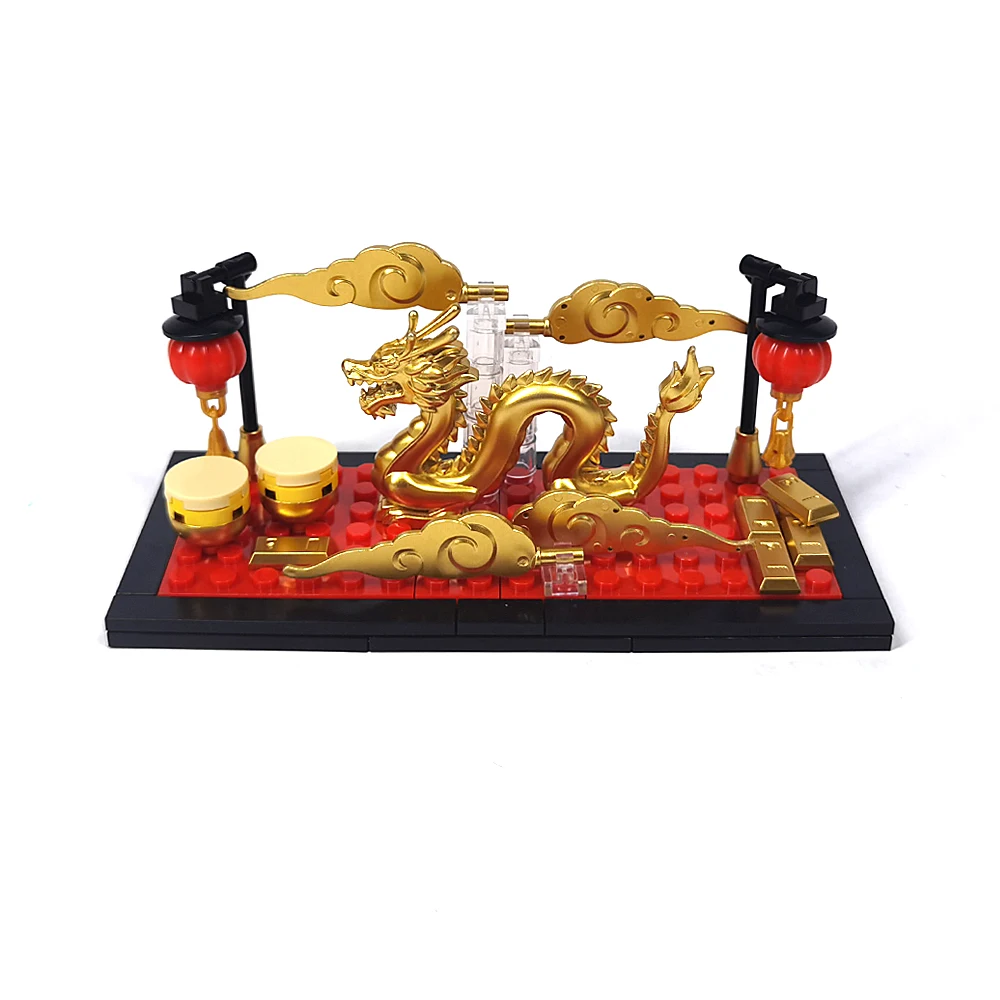 MOC Chinese Dragon Model 2024 New Year Gift Kylin Building Bricks Toys Spring Festival Third Party Accessories Orient Animals