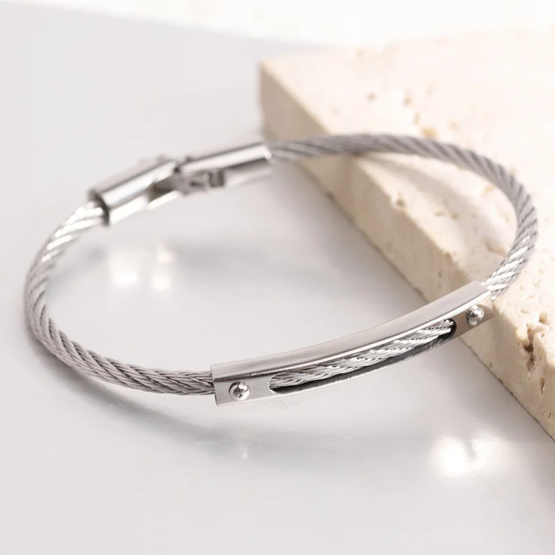 Trendy Design High Quality Steel Wire Bangles Full With Titanium Steel Cable, Fashion Men and Women Bracelet Gifts