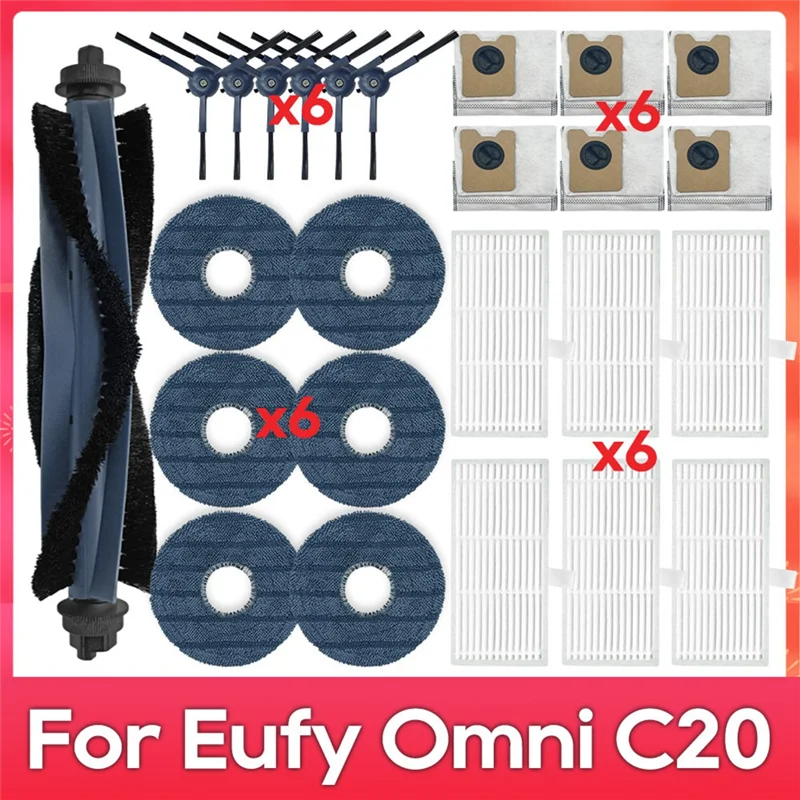 BAAM-Eufy Omni C20 로봇 진공 예비 부품 메인 사이드 브러시 필터 걸레 천 먼지 봉투 액세서리 소모품