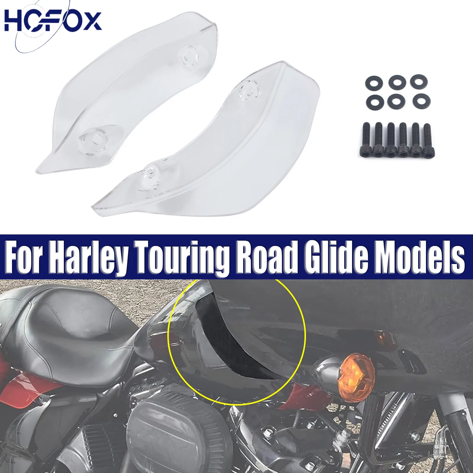 

For Harley Touring Road Glide Models 2015- Motorcycle Batwing Fairing Upper Accent Air Deflector Wind Deflector Windscreen