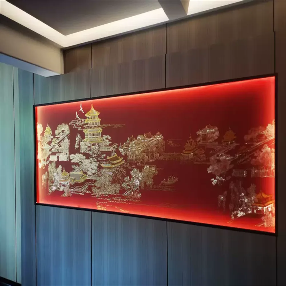 Custom New Chinese Forbidden City red wallpaper wall cloth relief background wall cloth hotel front desk decoration living room