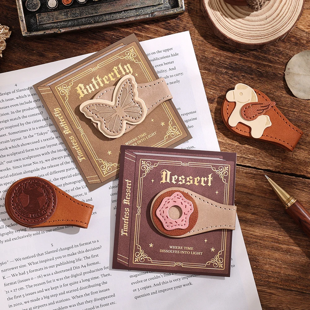 1 Pc Cute Magnetic Leather Bookmark Animal Stitched Design With Strong Magnetic Page Holder Reading Accessory For Book Lovers