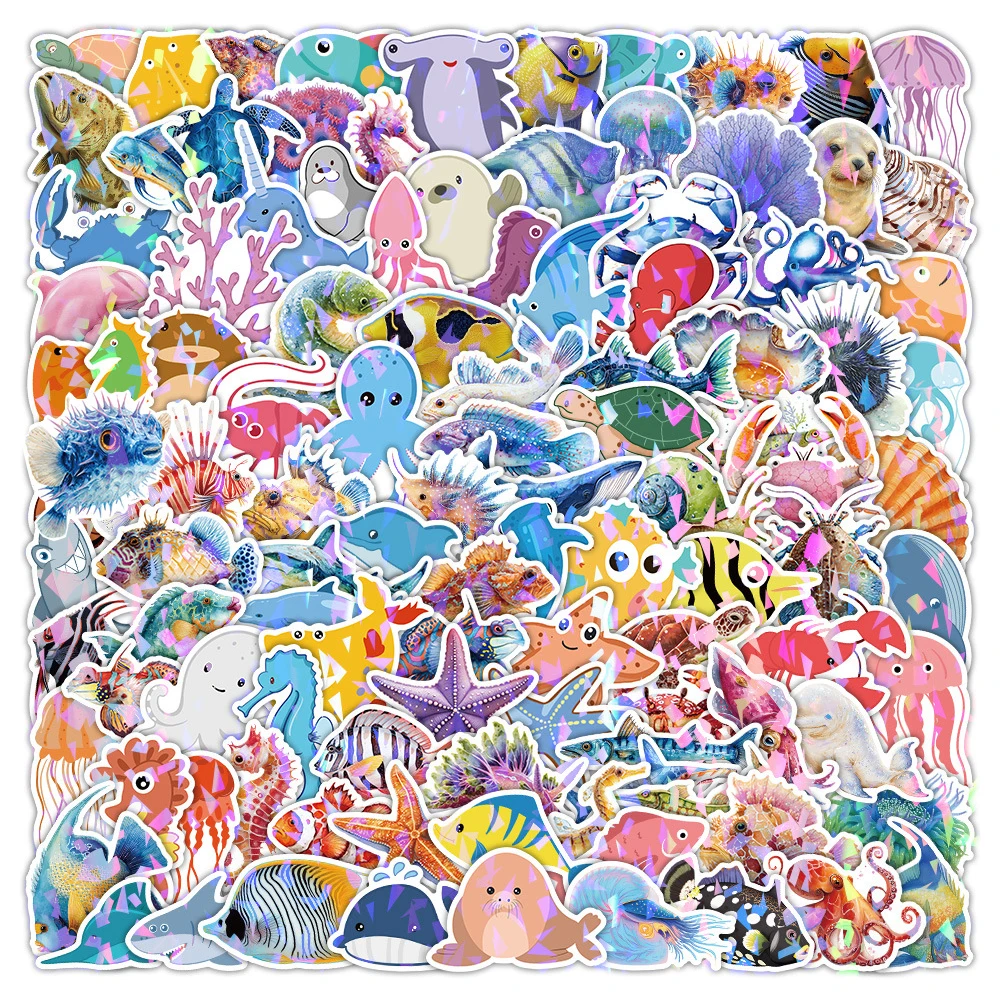 

10/50/100/200pcs Cute Cartoon Marine Life Graffiti Stickers Decals DIY Laptop Phone Fridge Suitcase Decorative Sticker Kids Toys
