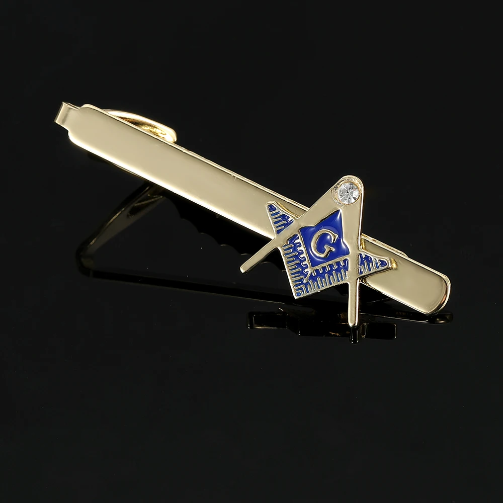 مشبك ربطة عنق بشعار الماسوني الذهبي الماسوني للرجال