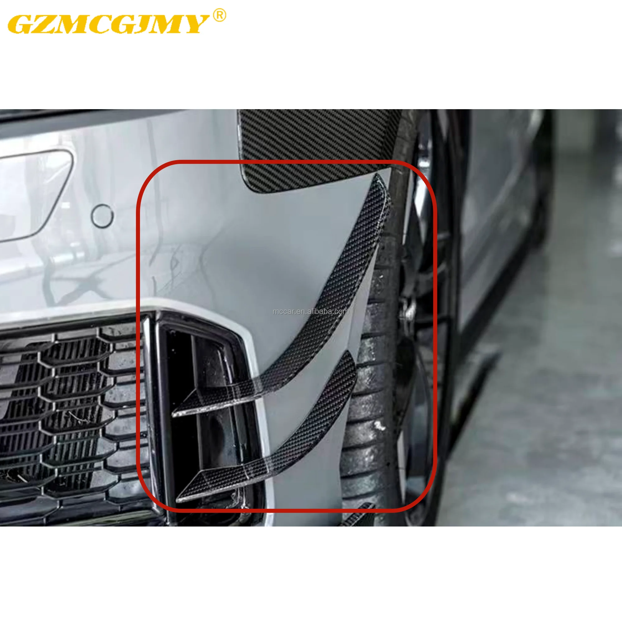 

Top Material Sleek Dry Carbon Fiber Front Bumper Canards Fit For Audi RS3 2017-19 Bumper Trim Pieces