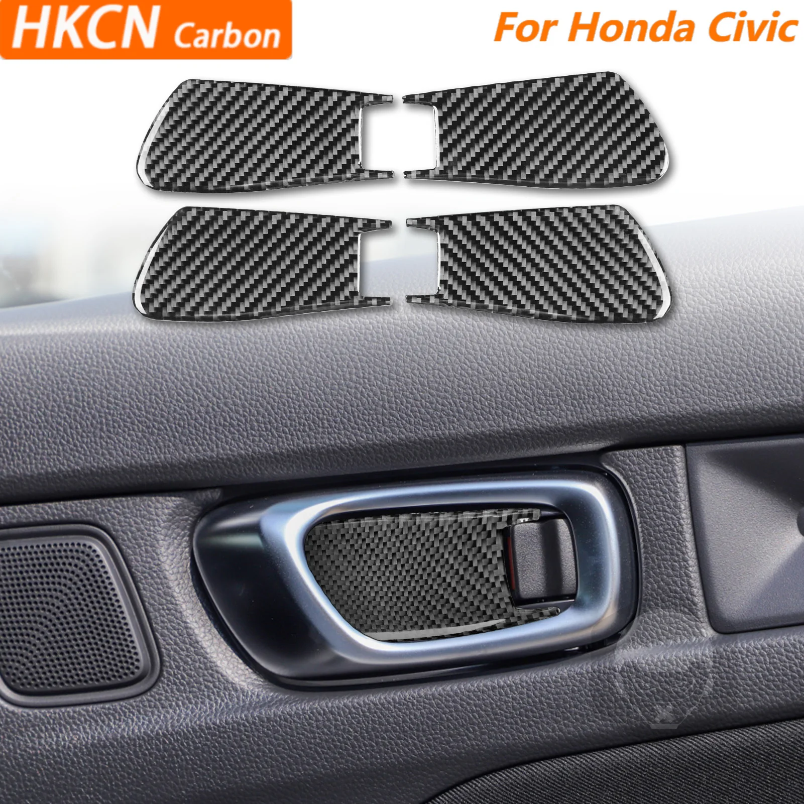 

For Honda Civic 2022—2025 Car Accessories Carbon Fiber Inner Door Bowl Decorative Panel Interior Cover Trim Sticker Modification