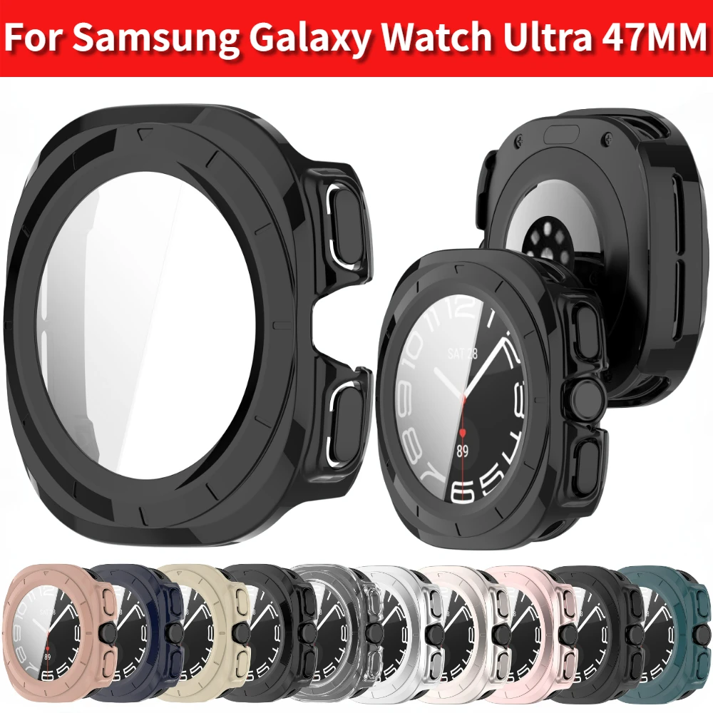 

Protective shell Compatible with Samsung Galaxy Watch Ultra 47MM Tempered Glass+PC Case Cover All-Around Protective Bumper Shell