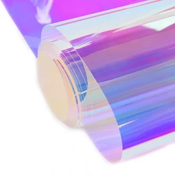 15.7x39in Transparent Iridescent Window Film Holographic Waterproof Adhesive Decorative Tint Glass Vinyl For Shopping Mall Decor